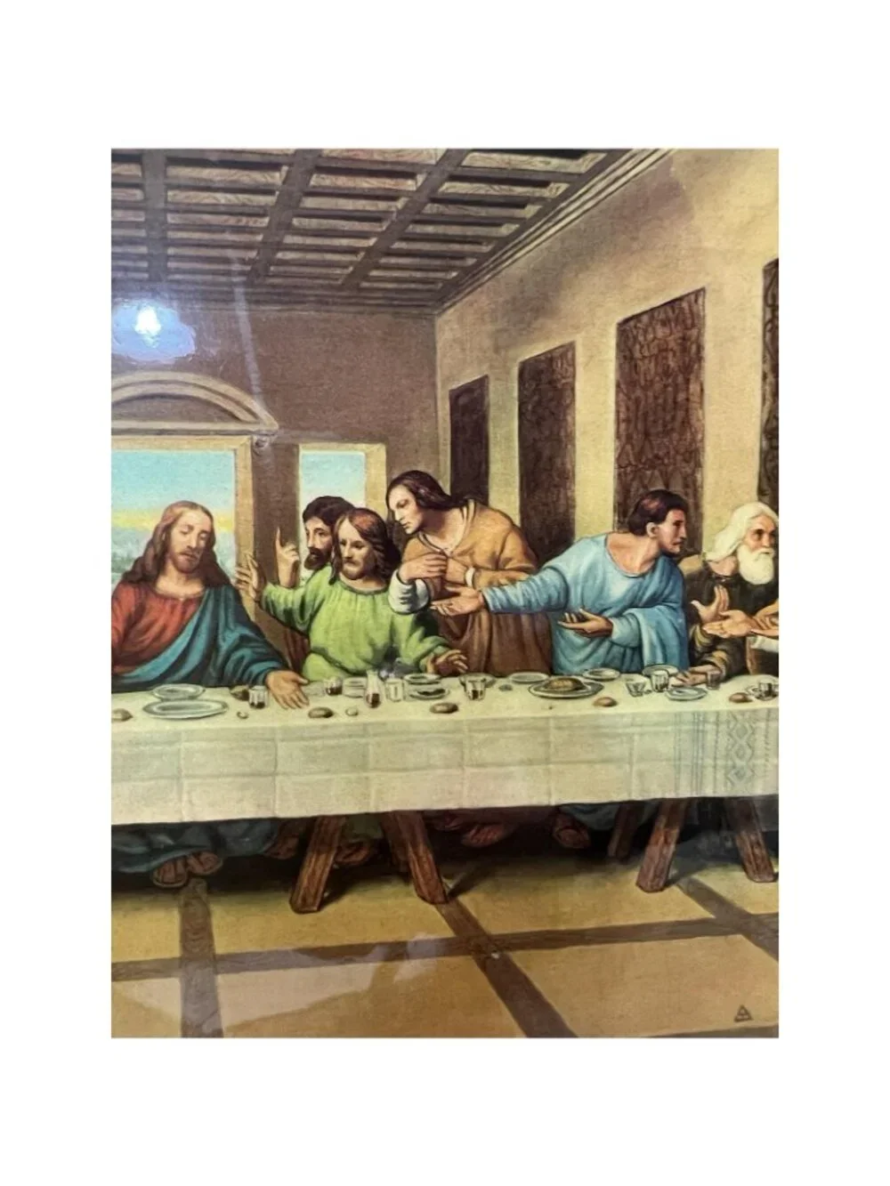 The Last Supper Wood Lacquered Wall Hanging Vintage Jesus Religious Picture